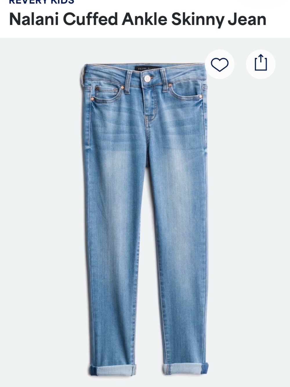 Nalani Light Blue Cuffed Ankle Skinny Jeans - Kids